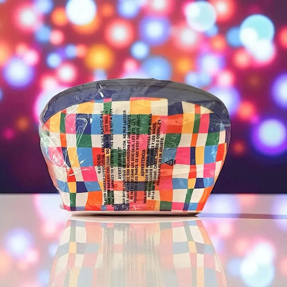 Tartan + Twine Multi-Color Round Top Cosmetic Bag – Makeup Travel Pouch NWT